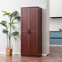 63" Freestanding Cherry Wood Pantry with Adjustable Shelves