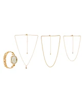 Jessica Carlyle Women's Gold-Tone Bracelet Watch 34mm & 3-Pc. Necklace Gift Set