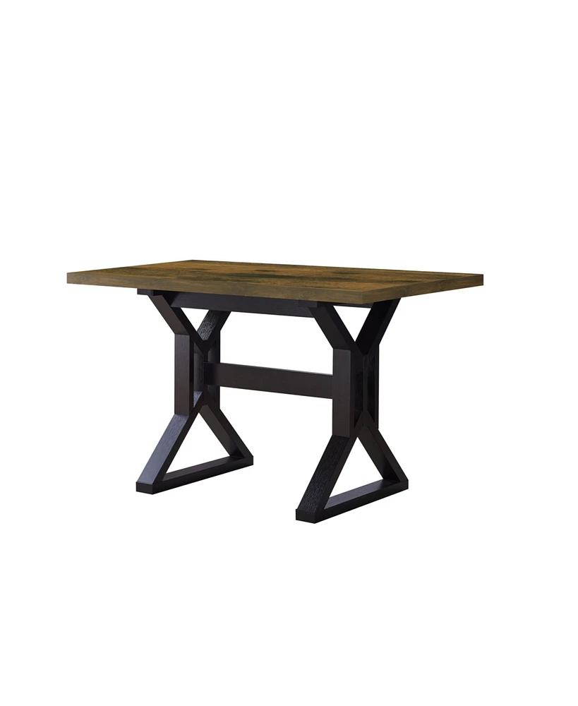 Simplie Fun Dining Table Distressed Wood Black