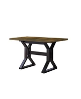 Simplie Fun Dining Table Distressed Wood Black