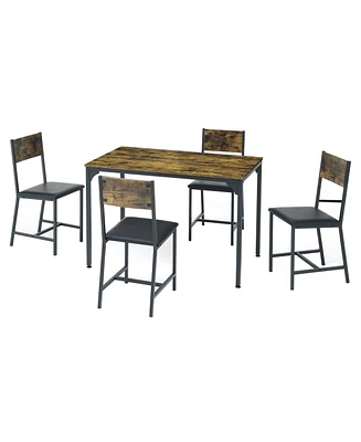 Simplie Fun 5-Piece Modern Dining Set: Table, Chairs, Particle Board & Metal Frame