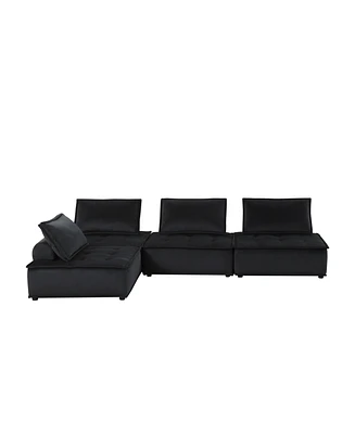 Simplie Fun Anna Black Velvet Piece Sectional Sofa