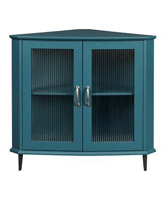 Streamdale Furniture Corner Cabinet, Corner Night Stand, Free-Standing Storage Shelf Organizer(Teal Blue)