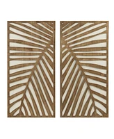 Streamdale Furniture Birch Palms Two-Tone 2-Piece Wood Panel Wall Decor Set