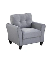 35" Modern Living Room Armchair Linen Upholstered Couch Furniture For Home Or Office