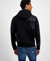 Guess Men's Long Sleeve Embroidered Abstract Pattern Hoodie