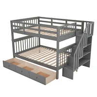 Stairway Full-Over-Full Bunk Bed w/ Drawer & Storage