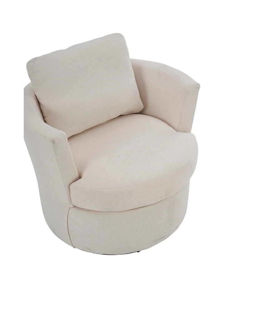 Simplie Fun Beige Swivel Barrel Chair for Home and Office
