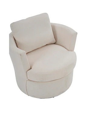 Streamdale Furniture Beige Swivel Barrel Chair for Home and Office