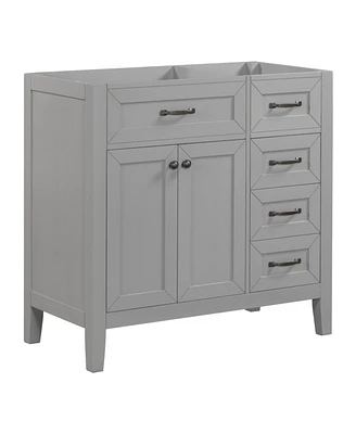 Simplie Fun 36" Bathroom Vanity Without Sink, Cabinet Base Only, Bathroom Cabinet With Drawers, Solid Wood