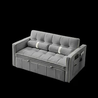 Modern 55.5" Pull Out Sleep Sofa Bed 2 Seater Loveseats Sofa Couch With Side Pockets