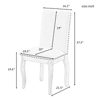 Set Of 4 Dining Chairs Wood Upholstered Fabirc Dining Room Chairs With Nailhead