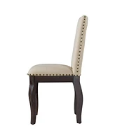 Streamdale Furniture Set Of 4 Dining Chairs Wood Upholstered Fabirc Dining Room Chairs With Nailhead