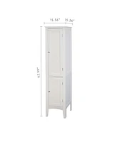 Simplie Fun White Freestanding Tower Cabinet with 2 Shutter Doors