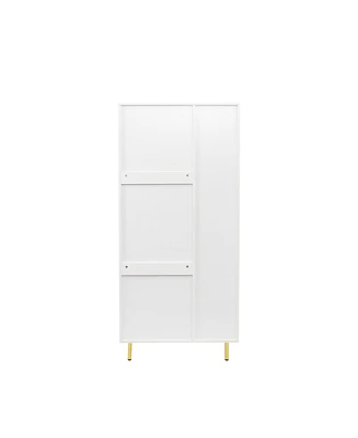 Simplie Fun Armoire With 2 Doors With Handle For Bedroom, White
