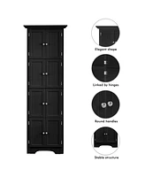 Streamdale Furniture Modern Black Tall Storage Cabinet, 4 Shelves