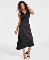 Sam Edelman Women's Pleated Surplice Satin A-Line Dress