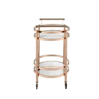 Streamdale Furniture Lakelyn Serving Cart, Rose Gold & Clear Glass