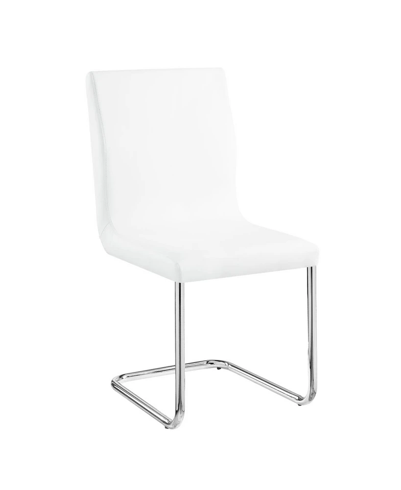 Simplie Fun Palton Side Chair (Set of 2), White Pu & Chrome Finish