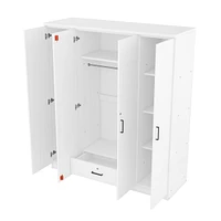 4-Door Wardrobe with 1 Drawer, Gray