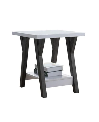 Simplie Fun End Table White Distressed Grey