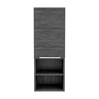 Mila Bathroom Cabinet, Two Interior Shelves, Two External Shelves, Single Door Cabinet - Smokey Oak