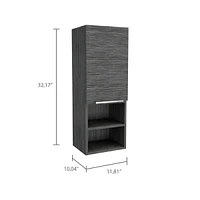 Streamdale Furniture Mila Bathroom Cabinet, Two Interior Shelves, Two External Shelves, Single Door Cabinet - Smokey Oak