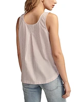 Lucky Brand Cotton Striped Pleated-Chest Tank Top