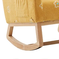 26.8 W Modern Rocking Chair For Nursery, Mid Century Accent Rocker Armchair With Side Pocket