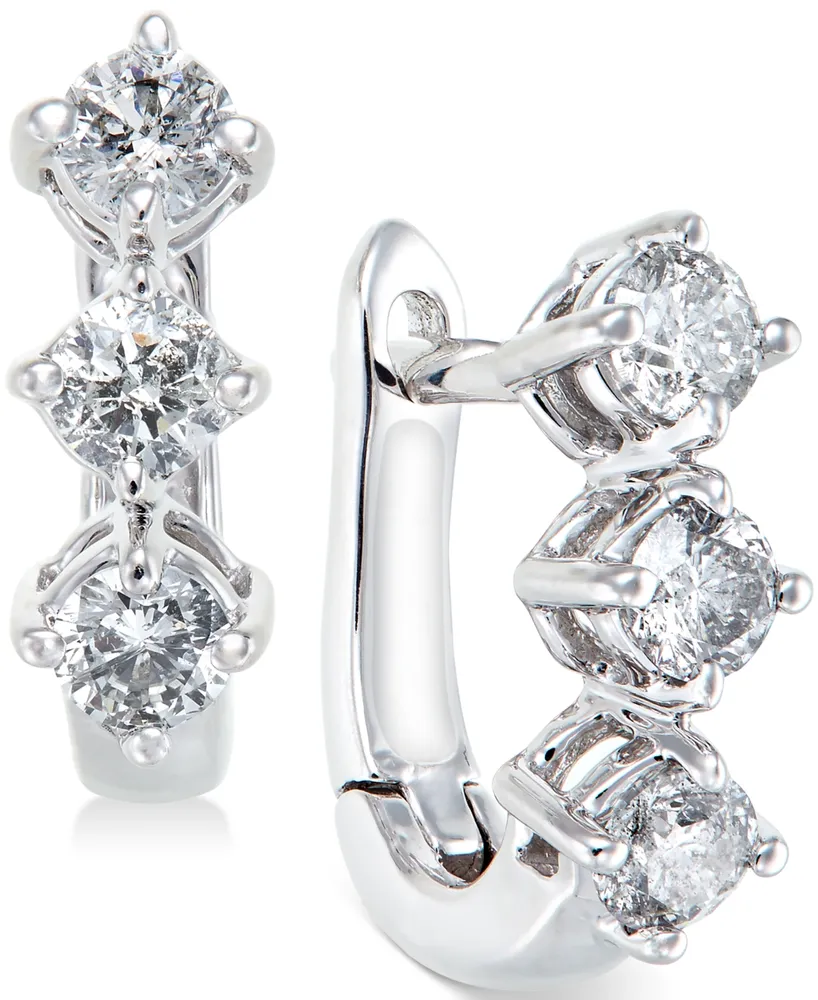 Diamond Trio Earrings (1 ct. t.w.) in 14k White Gold