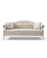 Simplie Fun Modern Chesterfield Velvet Sofa with Metal Legs