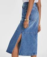 On 34th Women's Paneled Denim Midi Skirt, Created for Macy's