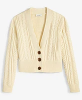 On 34th Women's Cropped V-Neck Cable-Knit Cardigan, Created for Macy's