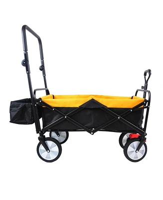 Simplie Fun Folding Wagon Collapsible Outdoor Utility Wagon, Heavy Duty Folding Garden Portable Hand Cart