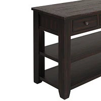 48" Solid Pine Wood Top Console Table, Modern Entryway Sofa Side Table With 3 Storage Drawers