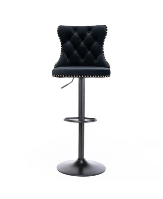 Simplie Fun Swivel Velvet Barstools Adjusatble Seat Height From 25-33 Inch, Modern