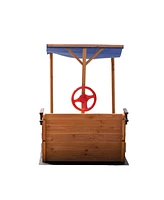 Streamdale Furniture Wooden Pirate Ship Sandbox with Storage Bench & Cover