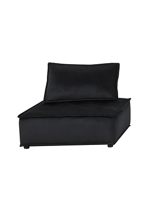 Simplie Fun Anna Black Velvet 3 Pc Sectional Sofa Ottoman