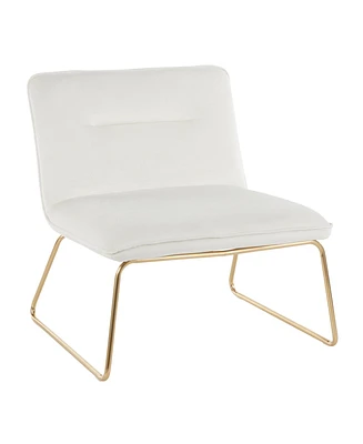 Simplie Fun Casper Contemporary Accent Chair In Gold Metal And Cream Velvet