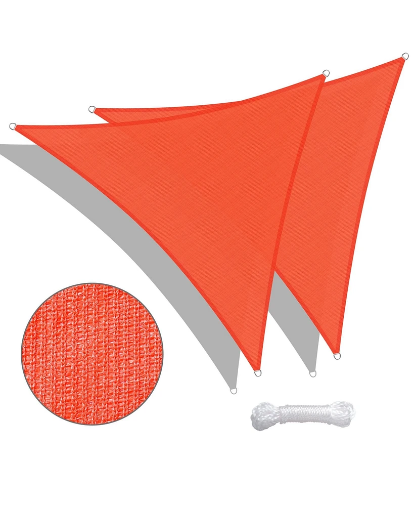 Yescom 2 Pack 11 Ft 97% Uv Block Triangle Sun Shade Sail Heavy Duty Hdpe Canopy Garden