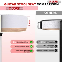 5 Core Drum Throne • Height Adjustable Guitar Stool • Thick Padded Comfortable Drummer Chair White -Ds 01 Wh