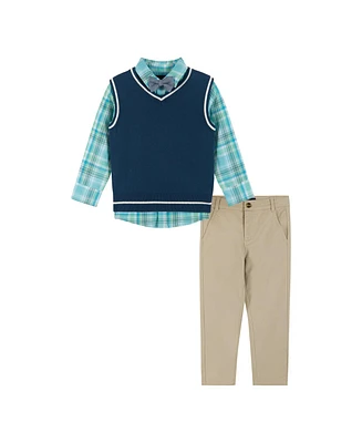 Andy & Evan Toddler Boys / Light Green Plaid Sweater Vest Set