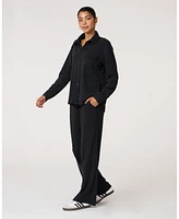 Rebody Active Women's Retreat Waffle Button Down Shirt For Women