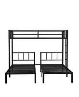 Simplie Fun Twin over Twin & Twin Bunk Beds for 3, Twin Xl over Twin & Twin Bunk Bed Metal Triple Bunk Bed, Black(Pre-sale date February 8th.)