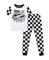 Back To The Future Little Boys Delorean Rainbow Checkerboard 2-Pack Sleep Set