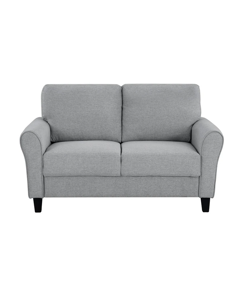 Simplie Fun Gray Fabric Upholstered Loveseat with Rounded Arms