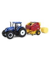 Ertl 1/64 New Holland Tractor w/ Roll-Belt 560 Round Baler & 6 Bales, 50 Years Round Baling, 2024 Farm Show