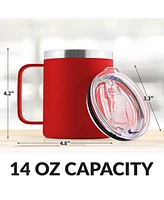 12 oz Insulated Coffee Mug with Lid - Stainless Steel Camping Tumbler Handle