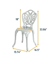 Mondawe Special Pattern Cast Aluminum Bistro Chairs Outdoor Seating Chairs (Set of 2)