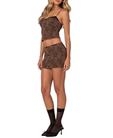 Edikted Women's Edin Leopard Print Mesh Mini Skirt